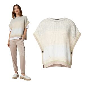 [L] Marc Cain Knit Vest Pullover Cape Style Gradient Wool Blend Cashmere